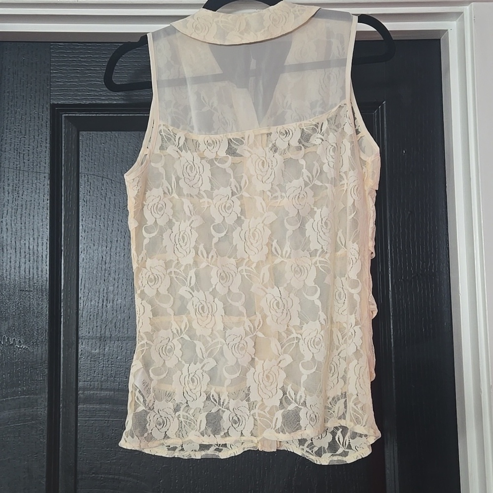NWT Maurice's Cream Lace Sleeveless Peter Pan Collar Top Size Small - Picture 3 of 10